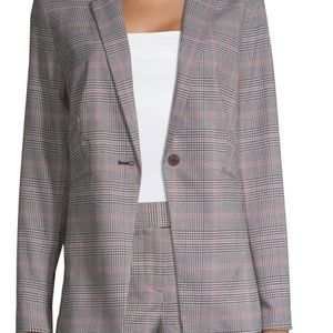 NWT Worthington Gray Pink Plaid Menswear Blazer